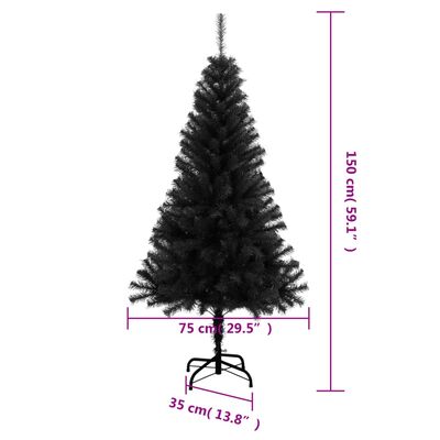 vidaXL Χριστουγεννιάτικο Δέντρο Τεχνητό Με Βάση Μαύρο 150 εκ. PVC