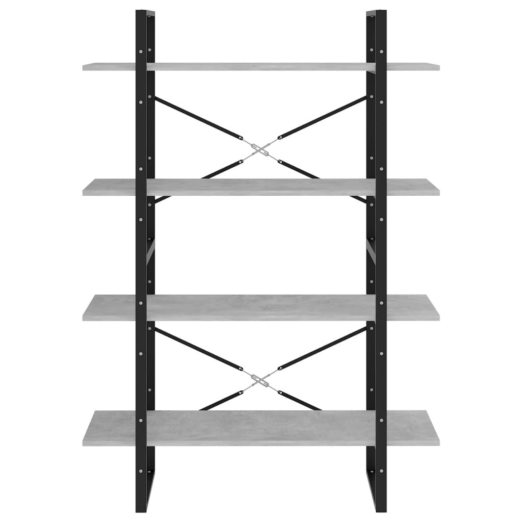 vidaXL Βιβλιοθήκη με 4 Ράφια Γκρι Σκυροδέμ. 100x30x140 εκ. Επεξ. Ξύλο