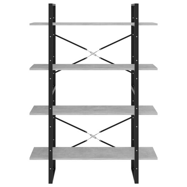 vidaXL Βιβλιοθήκη με 4 Ράφια Γκρι Σκυροδέμ. 100x30x140 εκ. Επεξ. Ξύλο