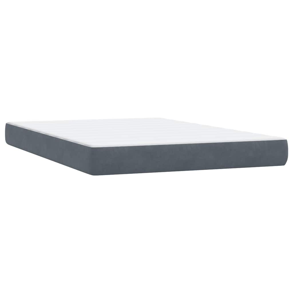 vidaXL Κρεβάτι Boxspring με Στρώμα Σκούρο Γκρι 140x210 εκ. Βελούδινο