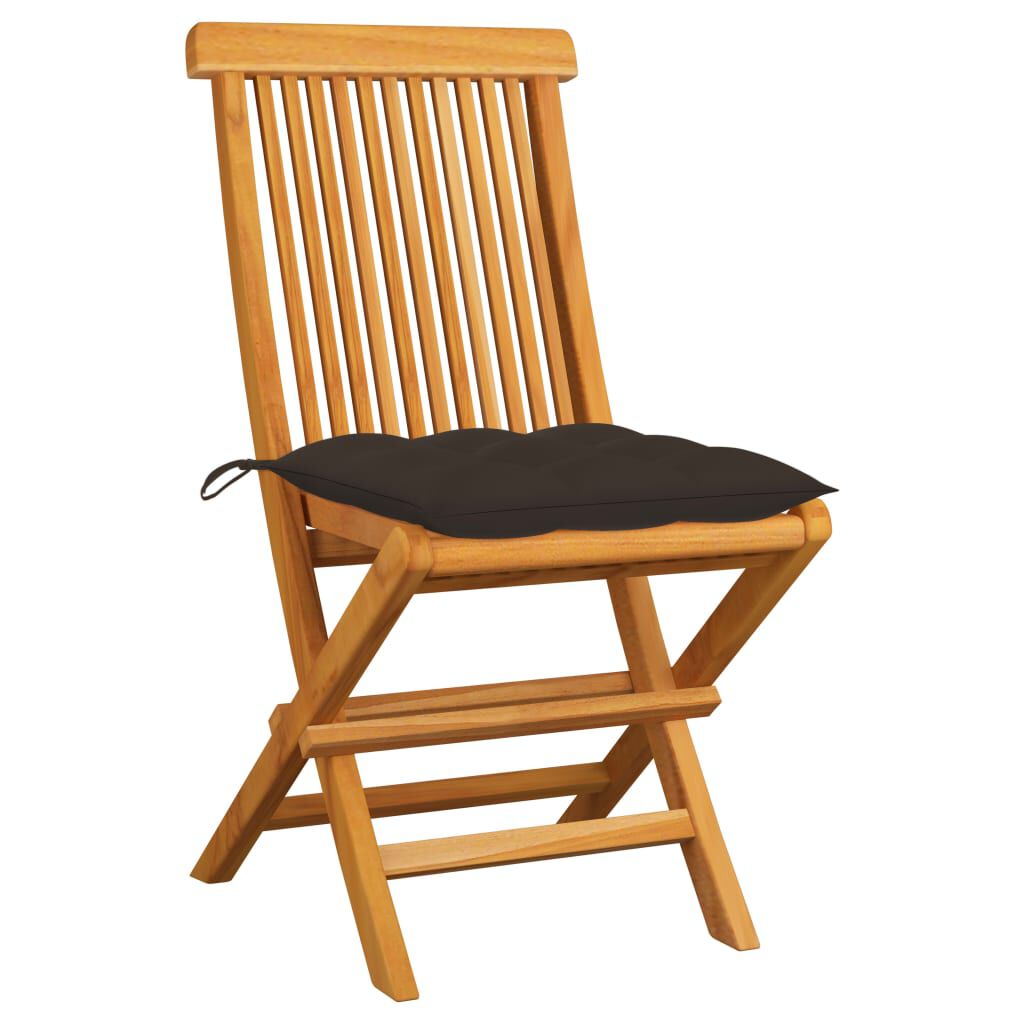 vidaXL Καρέκλες Κήπου 2 τεμ. από Μασίφ Ξύλο Teak με Taupe Μαξιλάρια