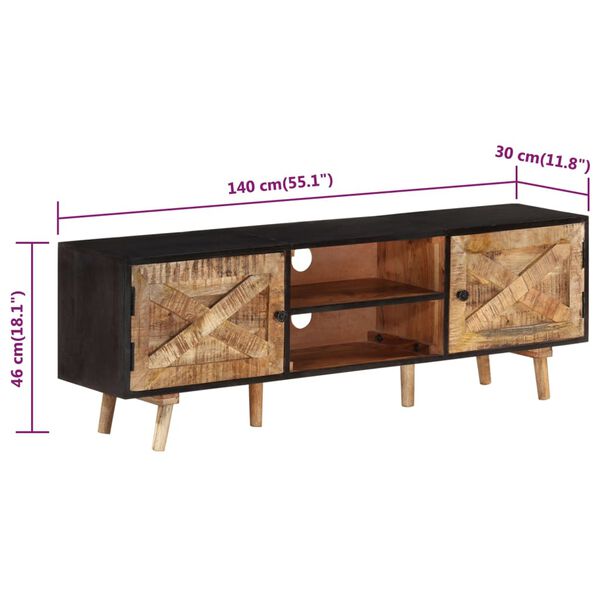 vidaXL Έπιπλο Τηλεόρασης 140x30x46 εκ. Ακατέργαστο Μάνγκο&Μασίφ Ακακία