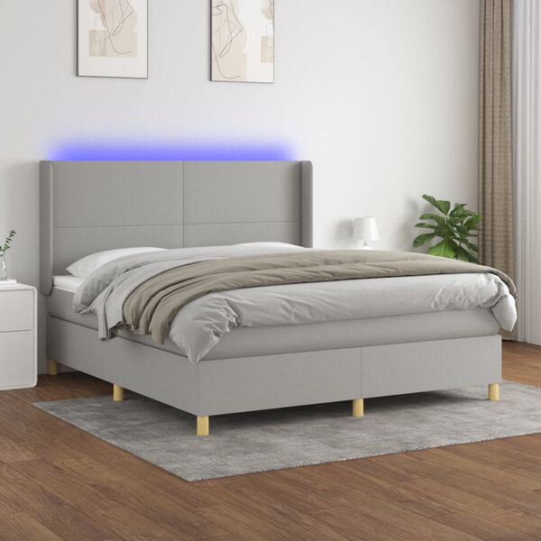 vidaXL &Kappa;&rho;&epsilon;&beta;ά&tau;&iota; Boxspring &mu;&epsilon; &Sigma;&tau;&rho;ώ&mu;&alpha; & LED &Alpha;&nu;.&Gamma;&kappa;&rho;&iota; 160x200&epsilon;&kappa;. &Upsilon;&phi;&alpha;&sigma;&mu;ά&tau;&iota;&nu;&omicron;