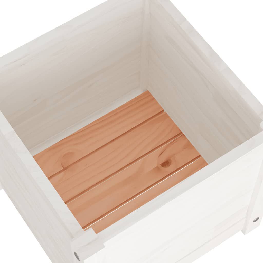 vidaXL Ζαρντινιέρα Λευκή 40 x 40 x 40 εκ. από Μασίφ Ξύλο Πεύκου