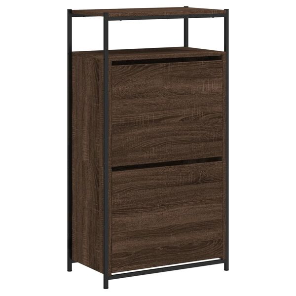 vidaXL Παπουτσοθήκη Καφέ Δρυς 60x34x112 εκ. από Επεξεργασμένο Ξύλο