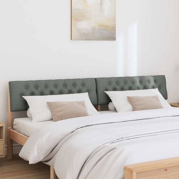 vidaXL Ταπετσαρισμένο κεφαλάρι Σκούρο Γκρι 200 cm Στερεά ξυλεία πεύκου