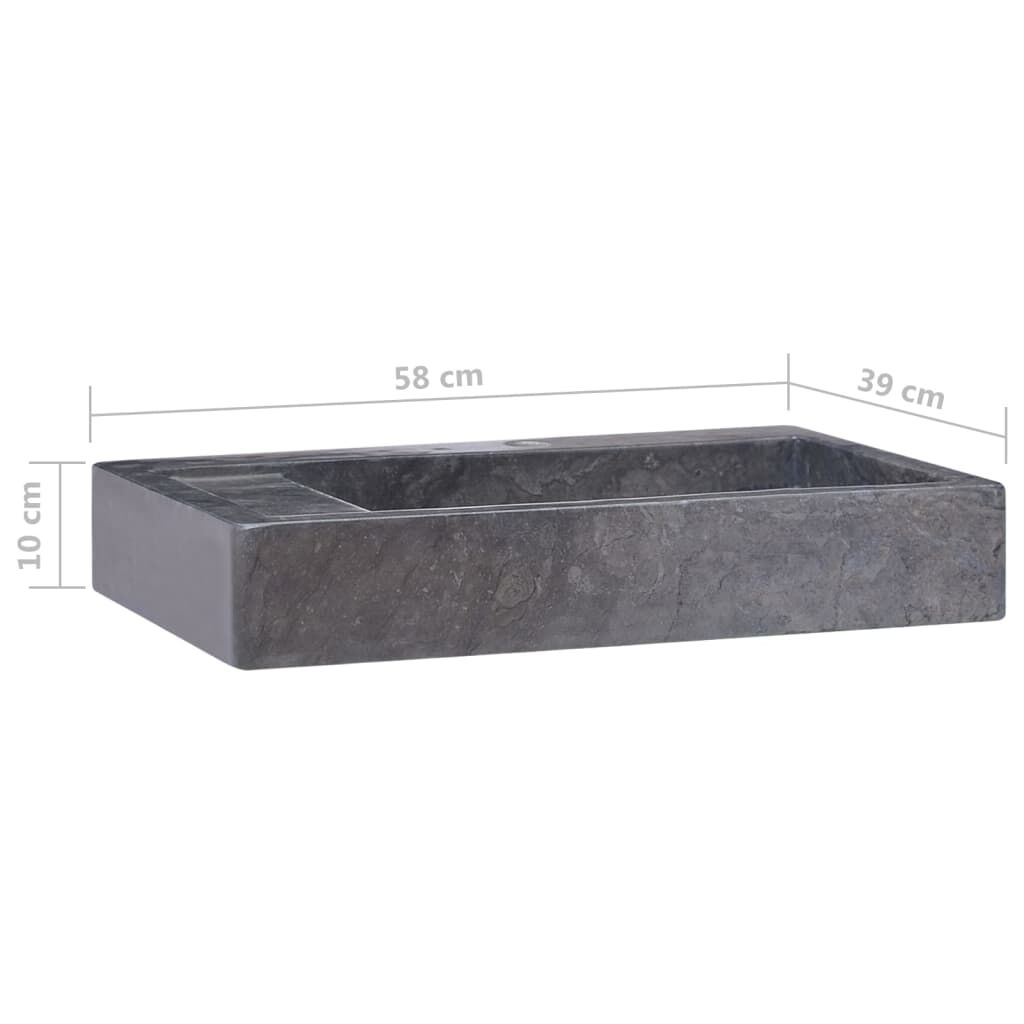 vidaXL Νιπτήρας Μαύρος 58 x 39 x 10 εκ. Μαρμάρινος