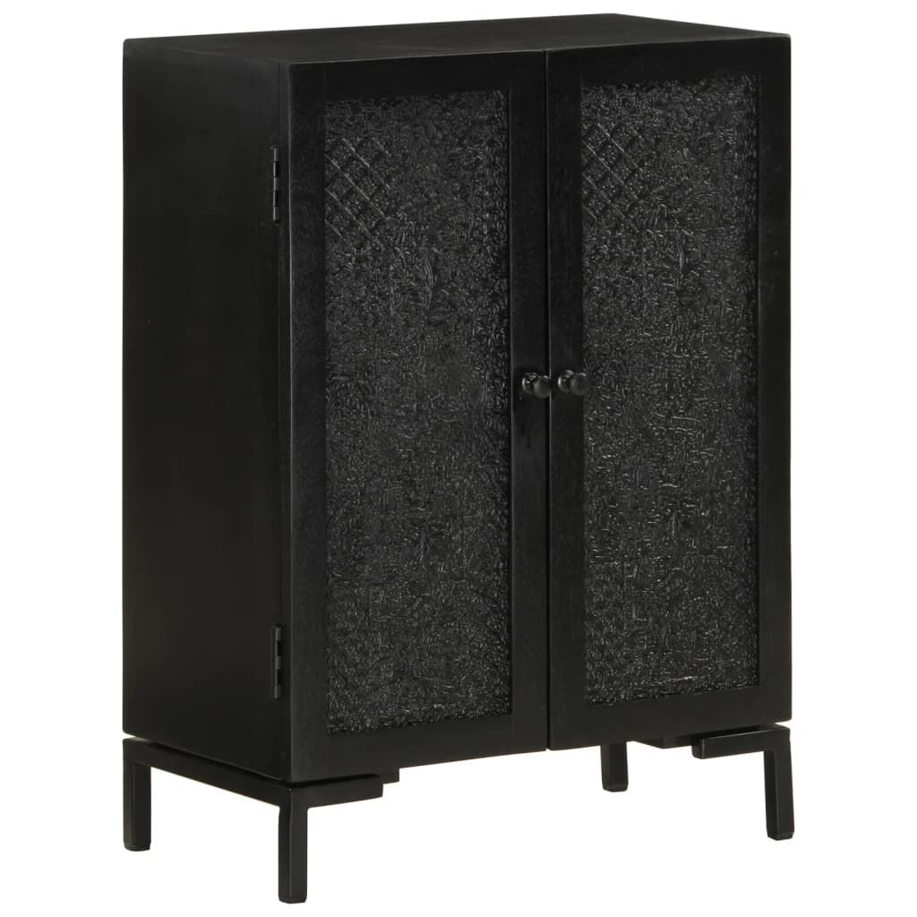 vidaXL Ντουλάπι Μαύρο 55x30x77 εκ. από Μασίφ Ξύλο Μάνγκο και Σίδηρο