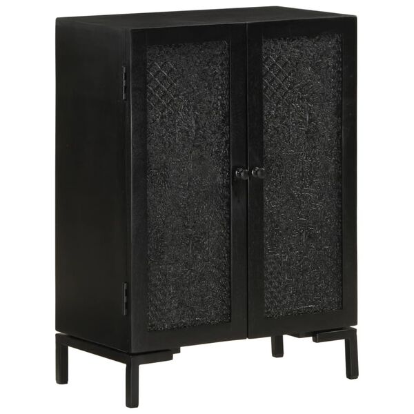 vidaXL Ντουλάπι Μαύρο 55x30x77 εκ. από Μασίφ Ξύλο Μάνγκο και Σίδηρο
