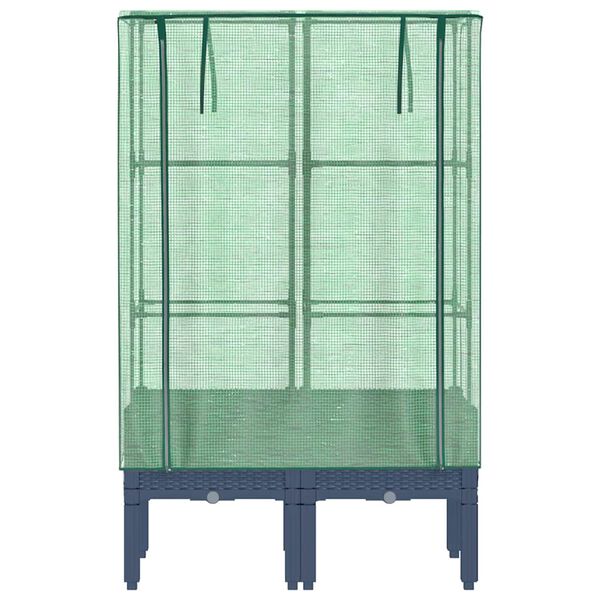 vidaXL Ζαρντινιέρα Υπερυψ. Κάλυμμα Θερμοκηπίου Όψη Ρατάν 80x40x140 εκ.