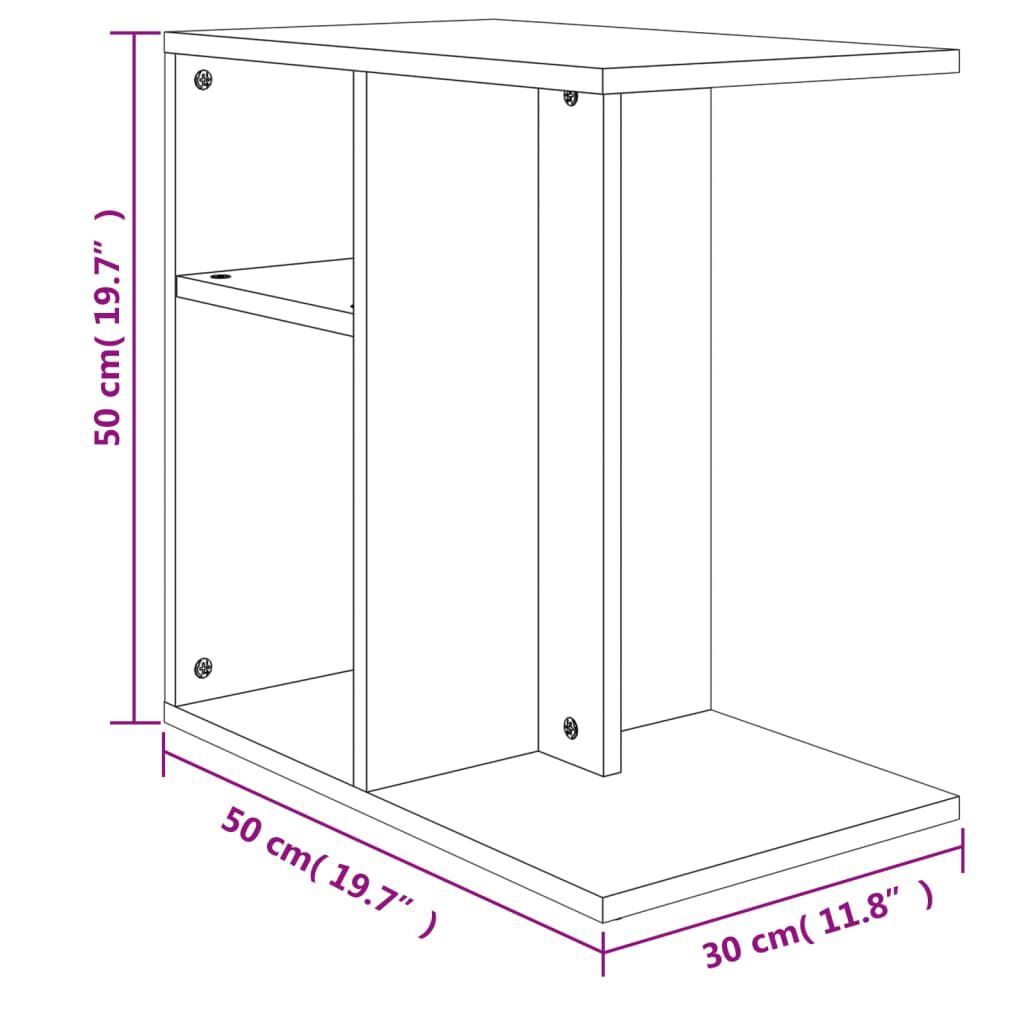 vidaXL Τραπέζι Βοηθητικό Γκρι Σκυροδέματος 50x30x50 εκ. Επεξ. Ξύλο