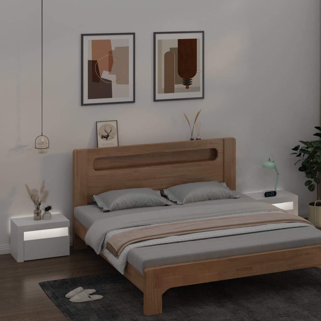 vidaXL Κομοδίνα με LED 2 τεμ. Λευκό 60 x 35 x 40 εκ.