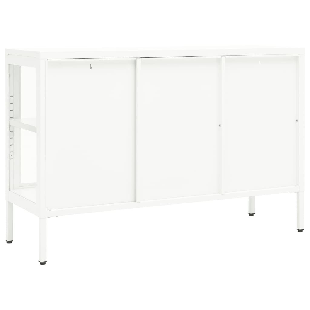 vidaXL Μπουφές Λευκός 105 x 35 x 70 εκ. από Ατσάλι και Γυαλί