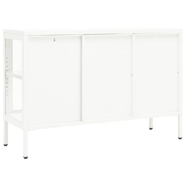 vidaXL Μπουφές Λευκός 105 x 35 x 70 εκ. από Ατσάλι και Γυαλί