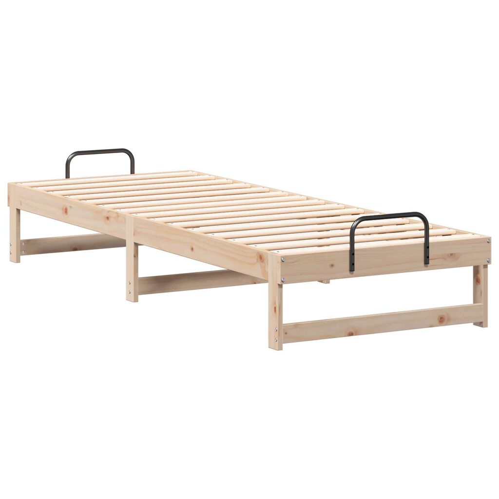 vidaXL Κρεβάτι με λαβές μεταφοράς Καφέ 80 x 200 cm Μασίφ ξύλο πεύκου