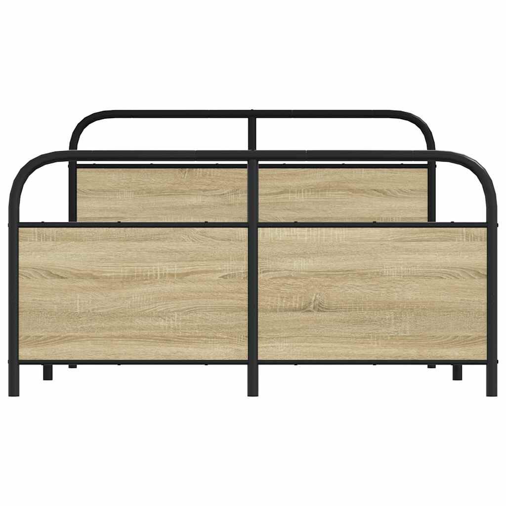 vidaXL Σκελετός Κρεβ. Χωρίς Στρώμα Sonoma Δρυς 140x200 εκ. Μεταλλικό
