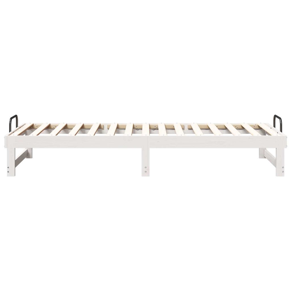 vidaXL Κρεβάτι με λαβές μεταφοράς Λευκό 80 x 200 cm Μασίφ ξύλο πεύκου
