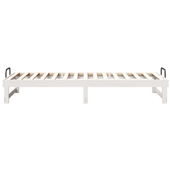 vidaXL Κρεβάτι με λαβές μεταφοράς Λευκό 80 x 200 cm Μασίφ ξύλο πεύκου