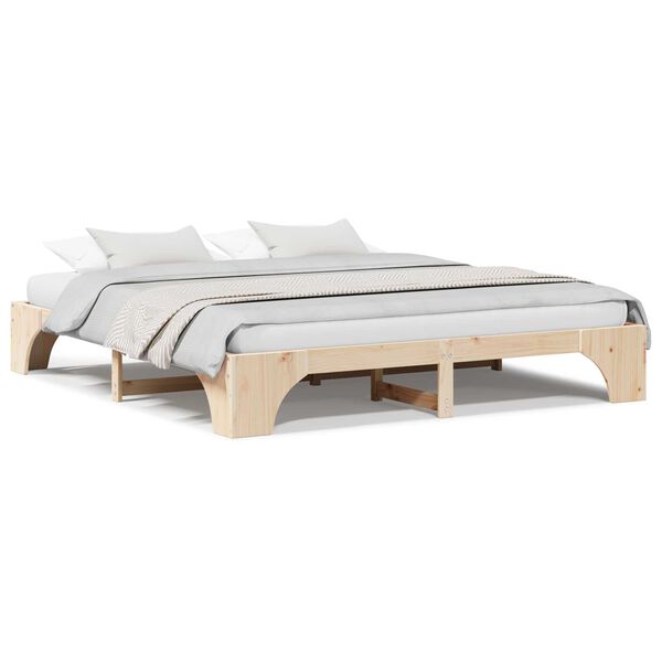 vidaXL Κρεβάτι Φυσικό Μασίφ Ξύλο Πεύκο 180 x 200 cm Απλό