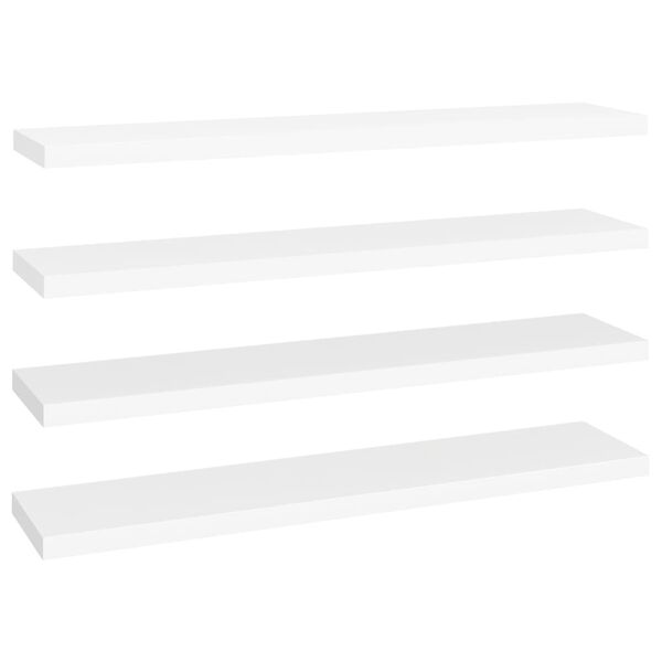 vidaXL Ράφια Τοίχου 4 τεμ. Άσπρα 120x23,5x3,8 εκ. MDF