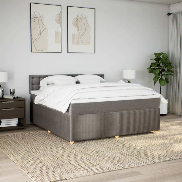 vidaXL &Kappa;&rho;&epsilon;&beta;ά&tau;&iota; Boxspring &mu;&epsilon; &Sigma;&tau;&rho;ώ&mu;&alpha; Taupe 180x200 &epsilon;&kappa;. &Upsilon;&phi;&alpha;&sigma;&mu;ά&tau;&iota;&nu;&omicron;