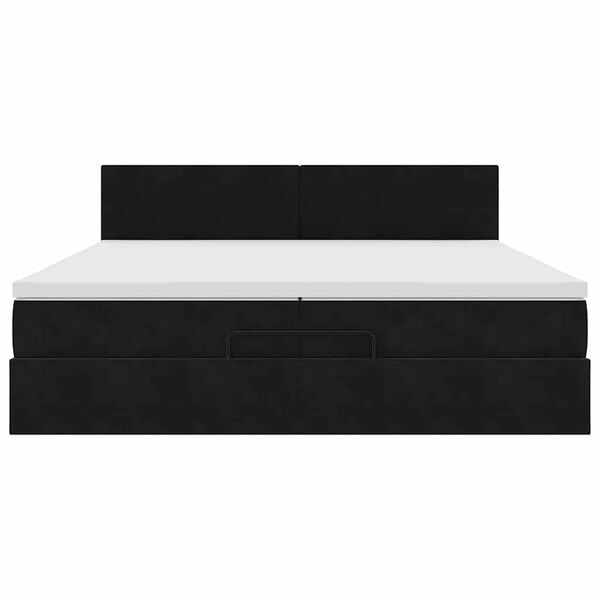 vidaXL Οθωμανικό κρεβάτι με στρώματα & LEDs Μαύρο 200x200cm Velvet