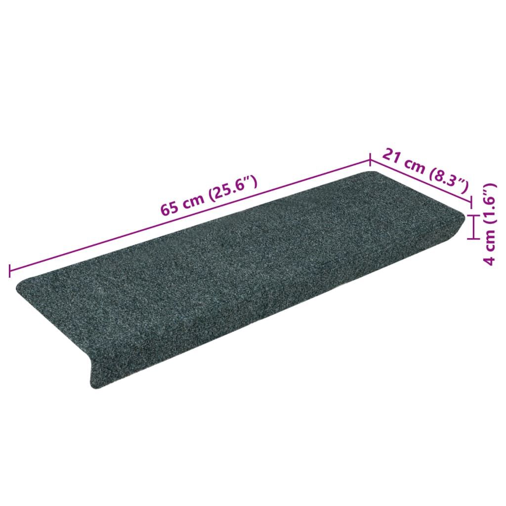 vidaXL Πατάκια Σκάλας 15 τεμ. καφέ 65x21x4 εκ. Βελονιασμένα
