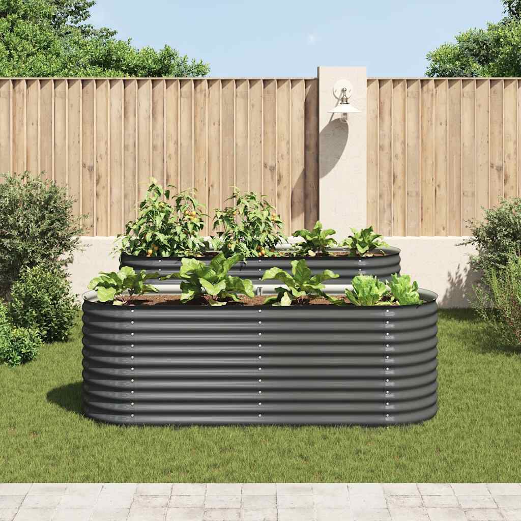 vidaXL Ζαρντινιέρα Υπερυψωμένη Γκρι 240x80x81 εκ. Γαλβανισμ. Χάλυβας