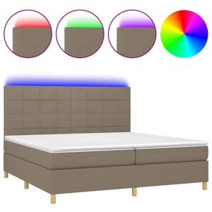 vidaXL &Kappa;&rho;&epsilon;&beta;ά&tau;&iota; Boxspring &mu;&epsilon; &Sigma;&tau;&rho;ώ&mu;&alpha; & LED Taupe 200x200 &epsilon;&kappa;. &Upsilon;&phi;&alpha;&sigma;&mu;ά&tau;&iota;&nu;&omicron;