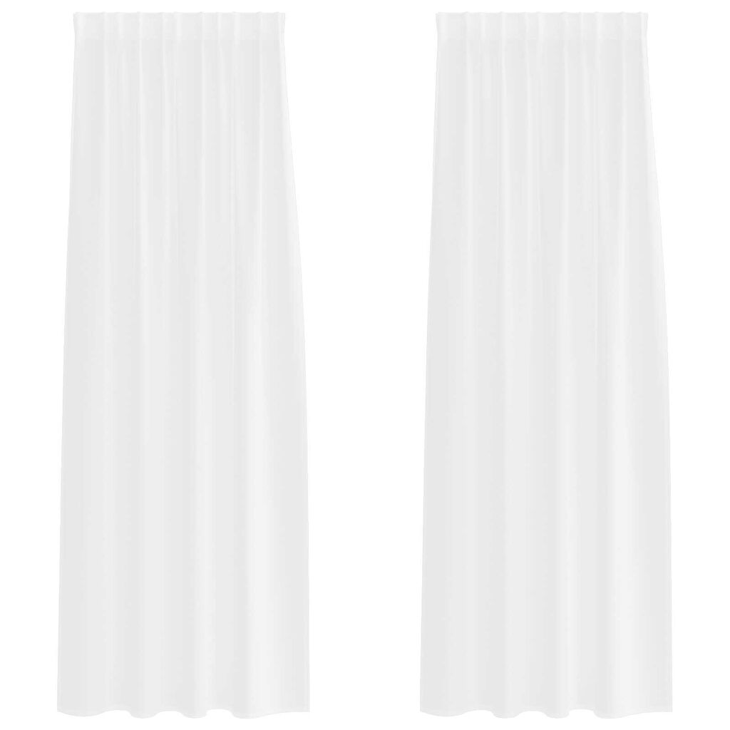 vidaXL Κουρτίνες με κουρτίνες 2 pcs Λευκό 140 x 260 εκ. Πολυεστέρας