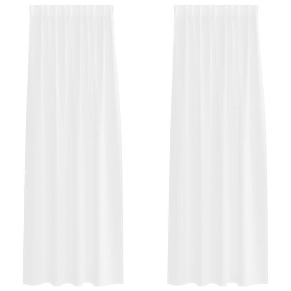 vidaXL Κουρτίνες με κουρτίνες 2 pcs Λευκό 140 x 260 εκ. Πολυεστέρας
