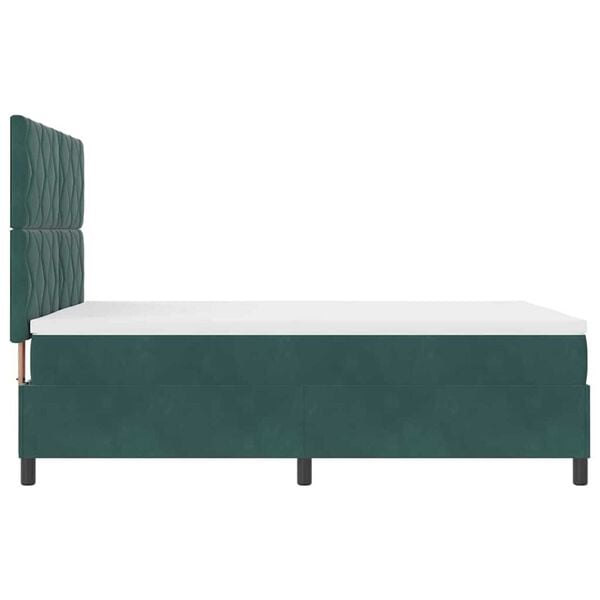 vidaXL Κρεβάτι με ελατήρια Σκούρο πράσινο 140 x 190 cm Βελούδο