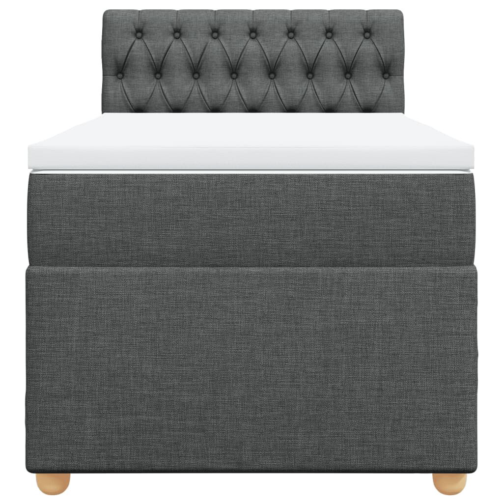vidaXL Κρεβάτι Boxspring με Στρώμα Σκούρο Γκρι 90x190 εκ. Υφασμάτινο
