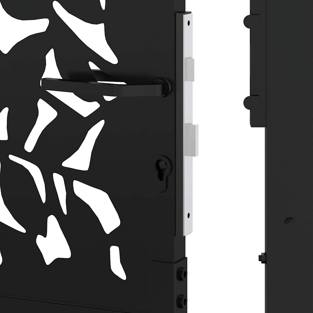 vidaXL Πύλη κήπου Μαύρη 105x205 cm Σχεδιασμός φύλλων χάλυβα