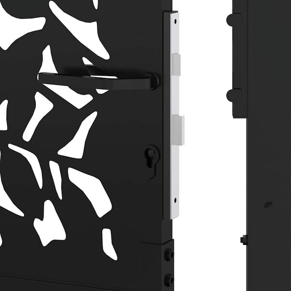 vidaXL Πύλη κήπου Μαύρη 105x205 cm Σχεδιασμός φύλλων χάλυβα