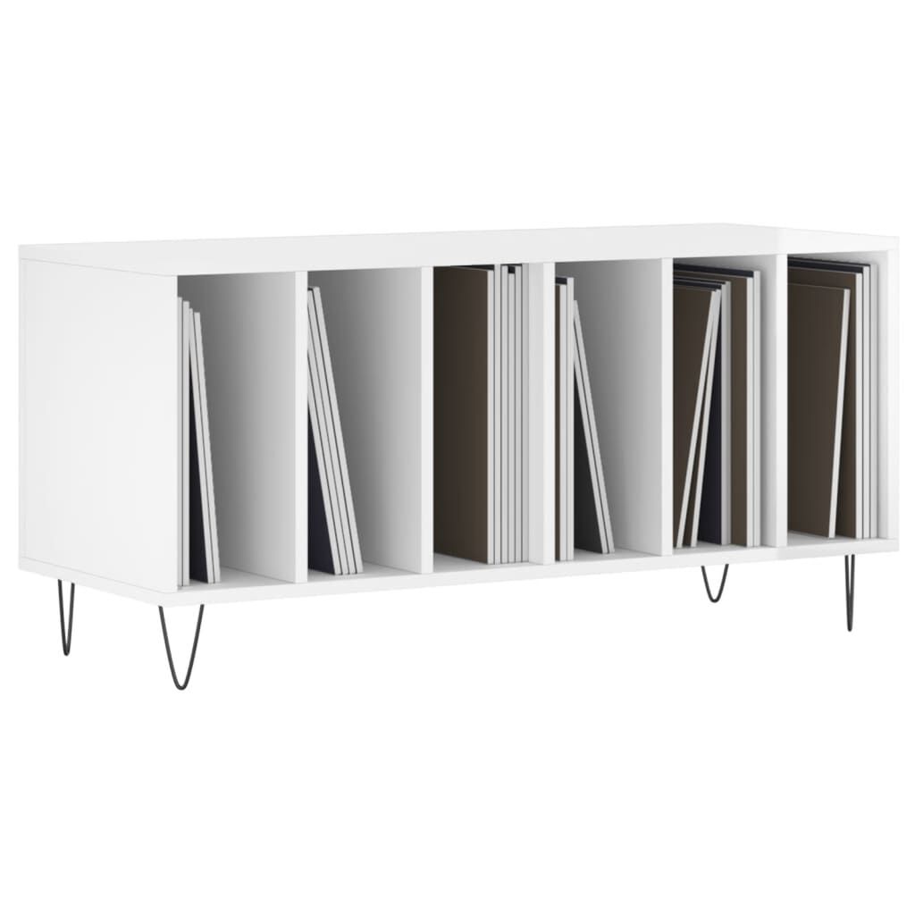 vidaXL Έπιπλο Δίσκων Γυαλ. Λευκό 100x38x48 εκ. από Επεξεργασμένο Ξύλο