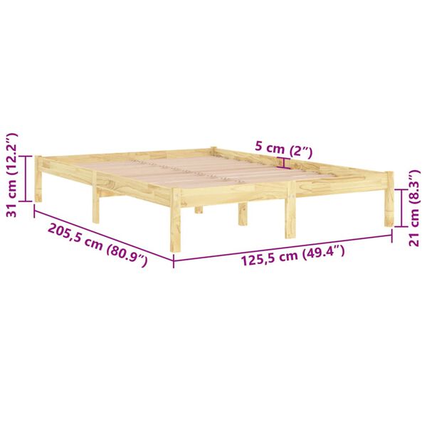 vidaXL Πλαίσιο Κρεβατιού 120 x 200 εκ. από Μασίφ Ξύλο Πεύκου