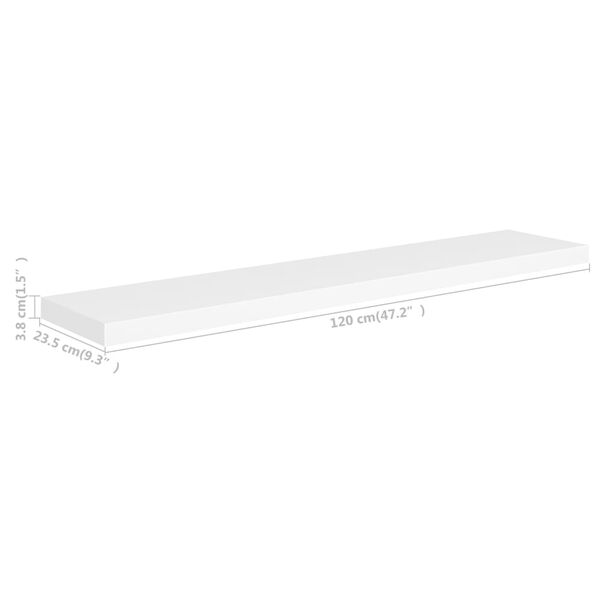 vidaXL Ράφια Τοίχου 4 τεμ. Άσπρα 120x23,5x3,8 εκ. MDF
