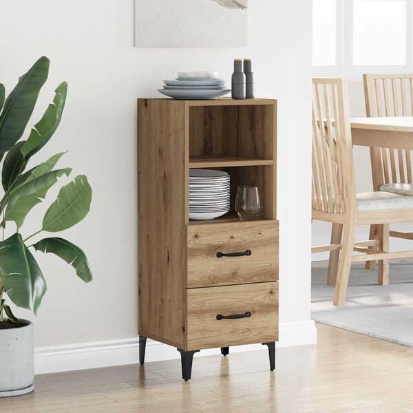 vidaXL Πλαϊνό γραφείο με συρτάρι artisan δρυς 34 x 34.5 x 90 εκ