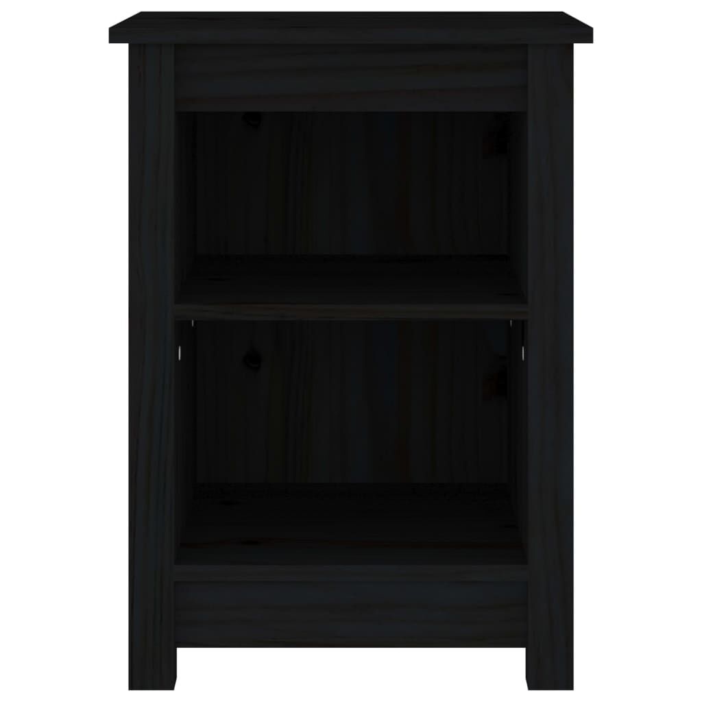 vidaXL Κομοδίνα 2 τεμ. Μαύρα 40x35x55 εκ. από Μασίφ Ξύλο Πεύκου