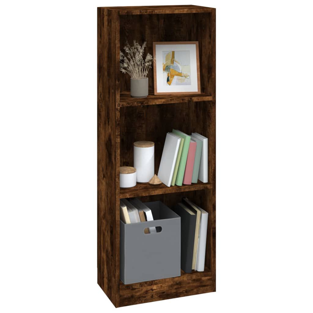 vidaXL Βιβλιοθήκη με 3 Ράφια Καπνιστή Δρυς 40x24x109 εκ. Επεξεργ. Ξύλο