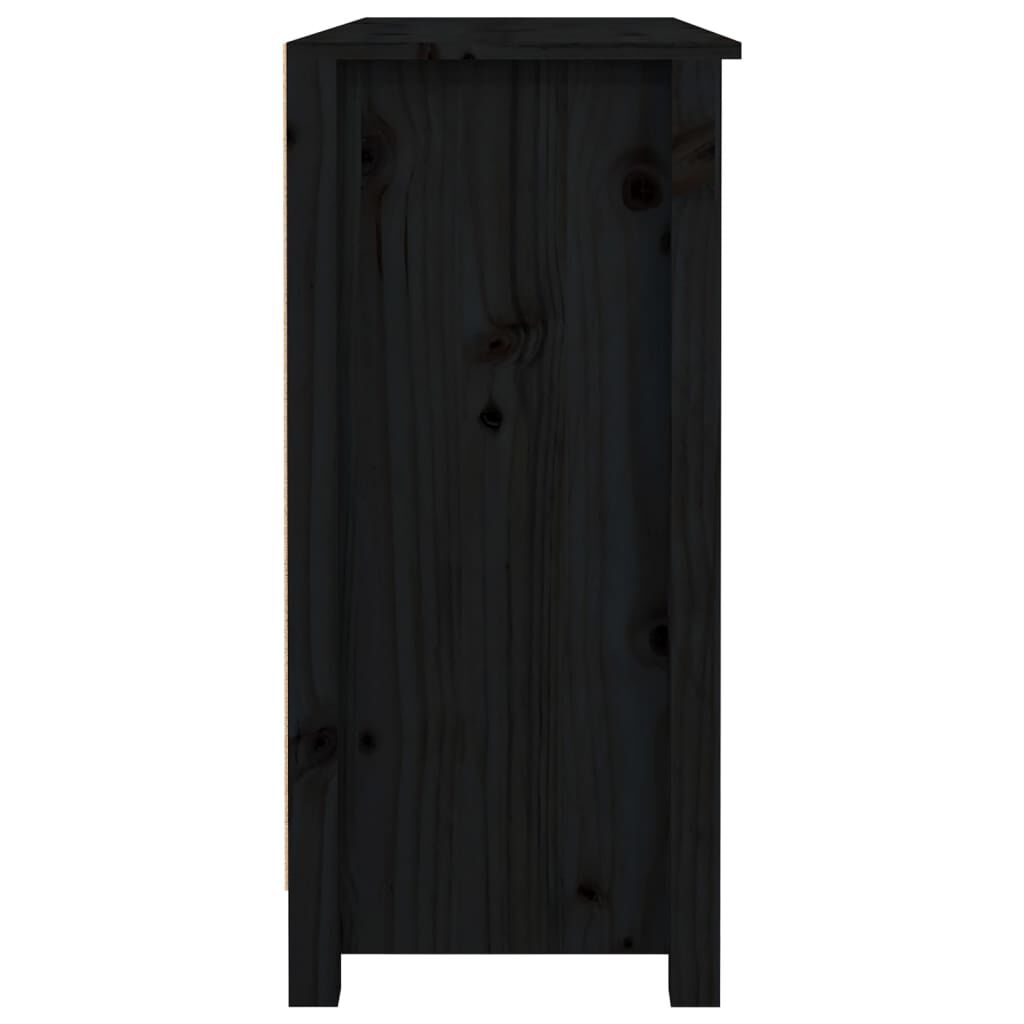 vidaXL Ντουλάπι Μαύρο 100 x 35 x 74,5 εκ. από Μασίφ Ξύλο Πεύκου