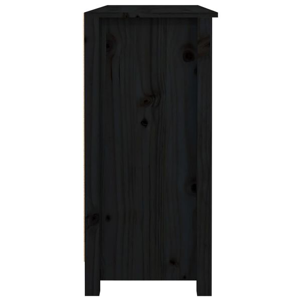 vidaXL Ντουλάπι Μαύρο 100 x 35 x 74,5 εκ. από Μασίφ Ξύλο Πεύκου