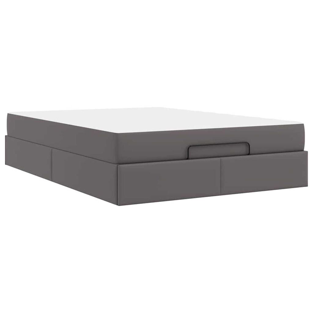 vidaXL Σκελετός κρεβατιού με στρώμα Γκρι 140 x 190 cm Τεχνητό δέρμα