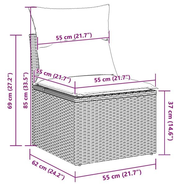 vidaXL Σετ Καναπέ Κήπου 5 pcs Μπεζ 55 x 62 x 69 εκ Πολυ ράταν