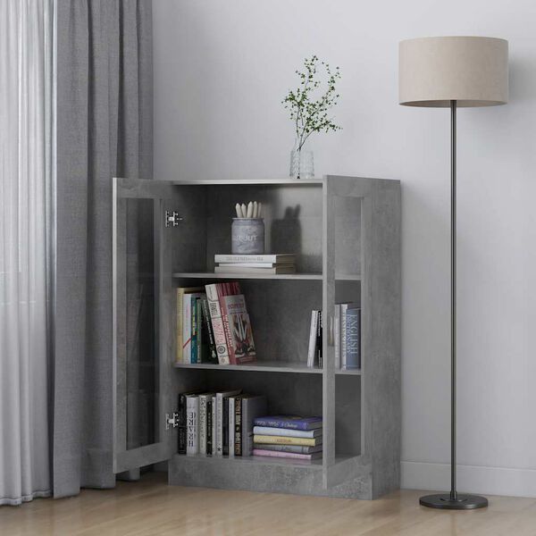 vidaXL Βιτρίνα Γκρι του Σκυροδέματος 82,5 x 30,5 x 115 εκ. Επεξ. Ξύλο