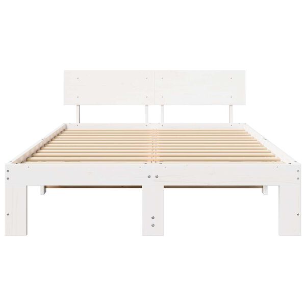 vidaXL Σκελετός Κρεβατιού Λευκό 120 x 190 cm Μασίφ ξύλο πεύκου