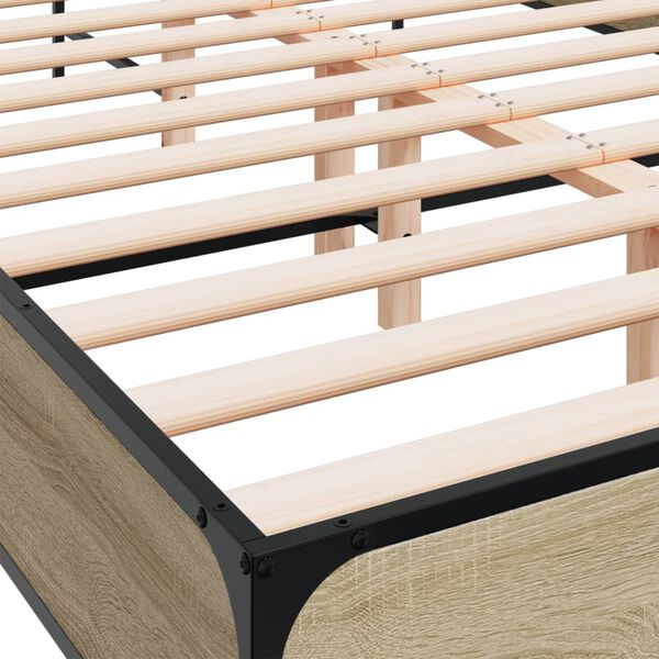 vidaXL Πλαίσιο Κρεβατιού Sonoma Δρυς 140x200 εκ. Επεξ. Ξύλο & Μέταλλο