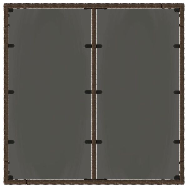 vidaXL Τραπέζι Κήπου με Γυάλινη Επιφάνεια Καφέ 90x90x75 εκ Συνθ. Ρατάν