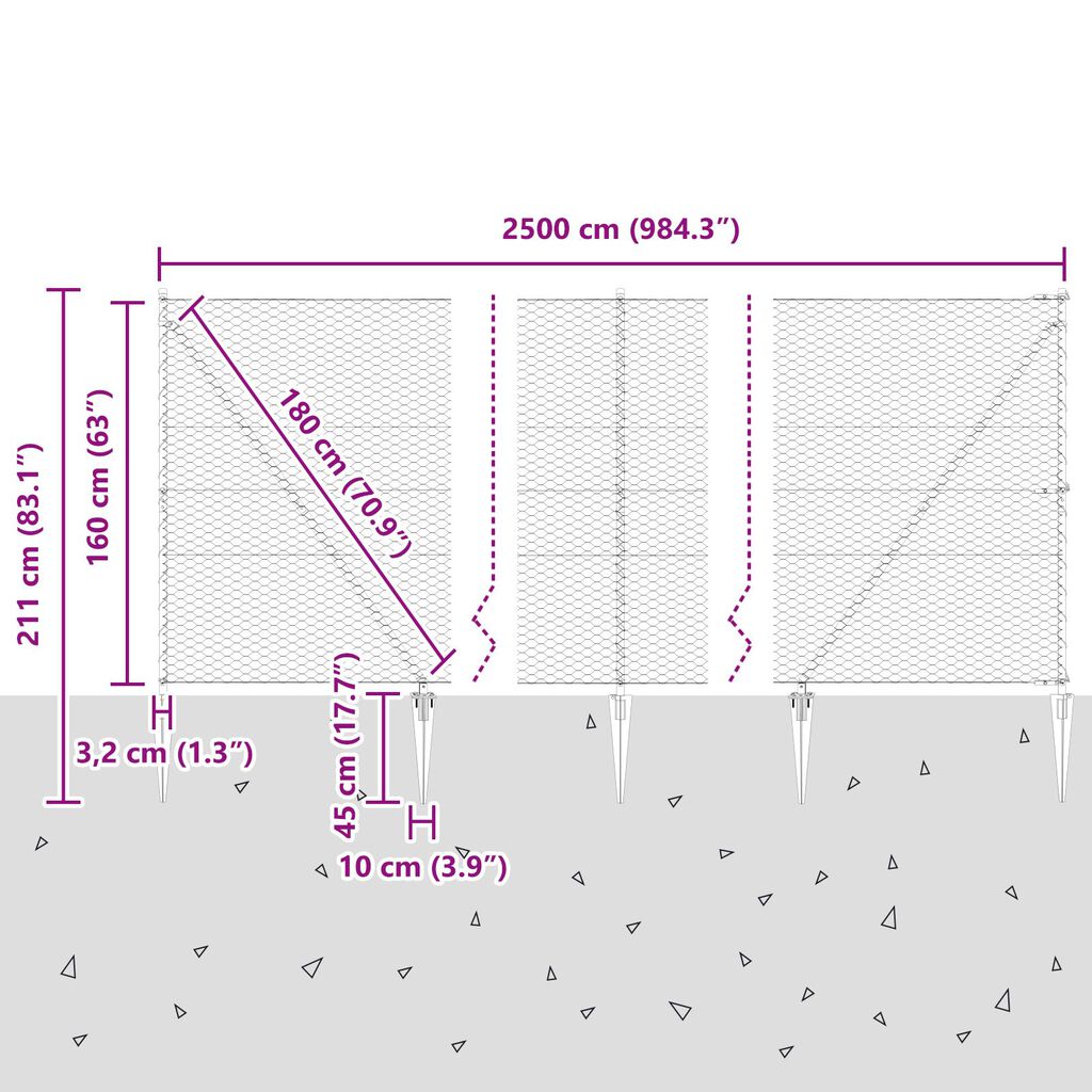 vidaXL Hexagon Fence Πράσινος 1.6x25 μ Χάλυβας